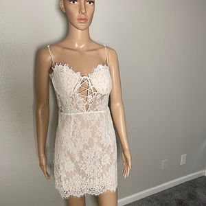 Nude and White Dress